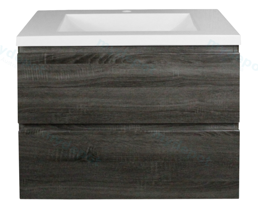 600mm Dark Grey MDF 2 Drawers Wall Hung Bathroom Vanity Cabinet Only