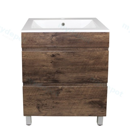 600mm Dark Oak MDF 2 Drawers Freestanding Bathroom Vanity Cabinet Only