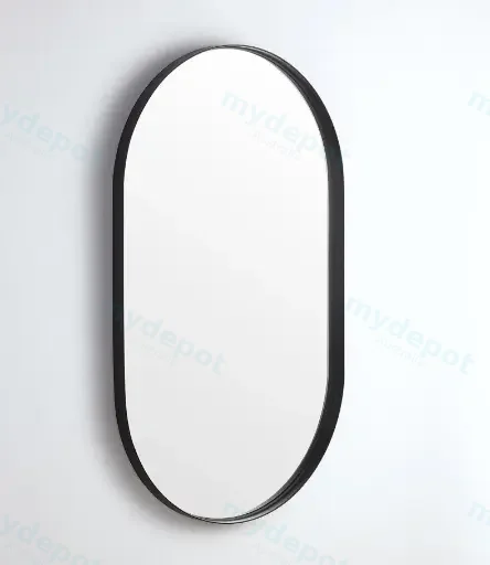 600X1500X35mm Matte Black Ellips Frame Mirror