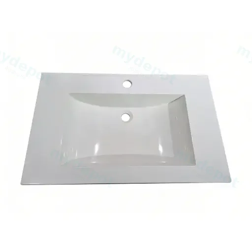 600mm Gloss White Glasstone Basin 1 Tap Hole Vanity Top
