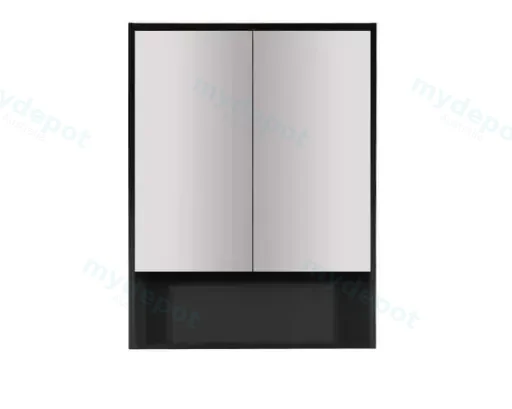 600x150x780mm Hera Black Oak MDF Shaving Cabinet With Two Doors Two Fixed Shelves