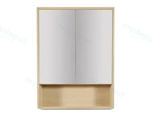 600x150x780mm Hera Tas Oak MDF Shaving Cabinet With Two Doors Two Fixed Shelves