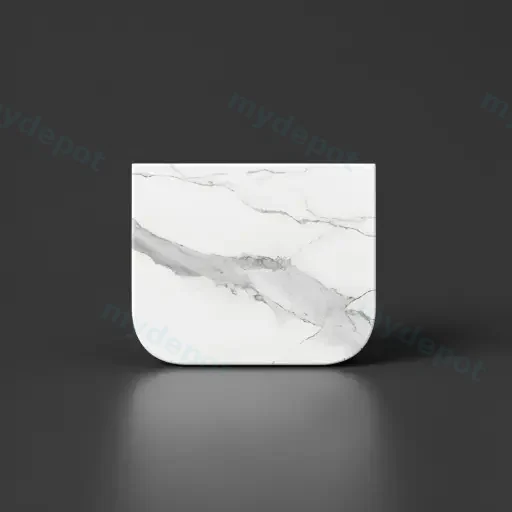 600x503x15mm White Marble Look Sintered Stone Top Matte Finish Rounded Corner Benchtop