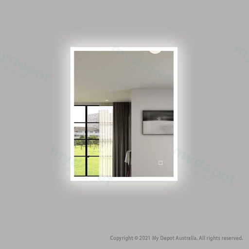 600x750mm Square Rim Rectangle 3 Color Frontlit LED Mirror With Touch Sensor Switch