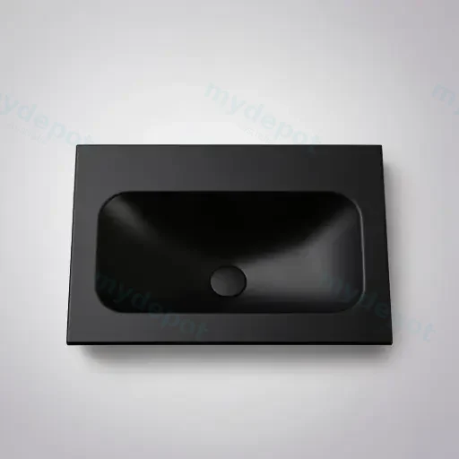 605X465X145 Matte Black Chasey Solid Surface Stone Basin