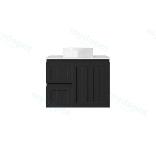 740*360*560mm Matte Black Archill Federation Wall Hung Ensuite PVC Cabinet Left Hand Drawer