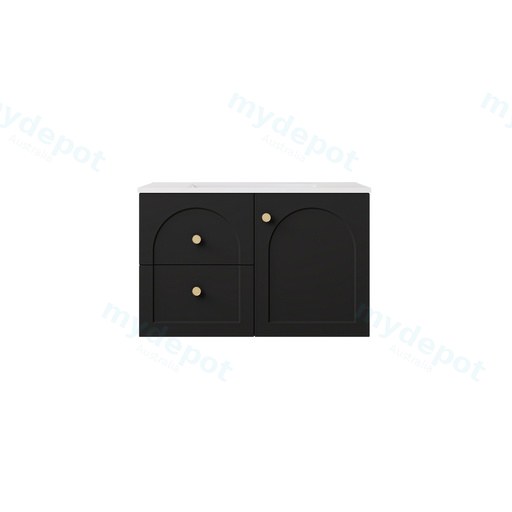 740*455*470mm Matte Black Chester Federation Wall Hung PVC Cabinet,Left Hand Drawers