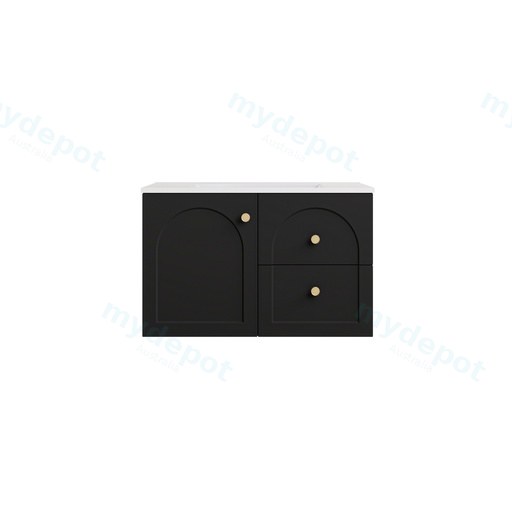 740*455*470mm Matte Black Chester Federation Wall Hung PVC Cabinet,Right Hand Drawers