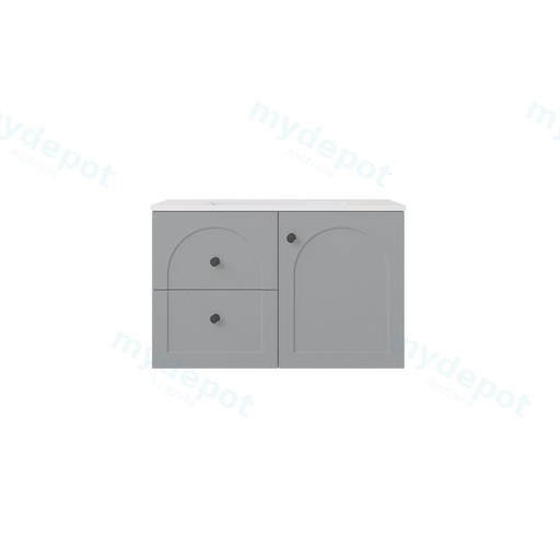 740*455*470mm Matte Grey Chester Federation Wall Hung PVC Cabinet,Left Hand Drawers