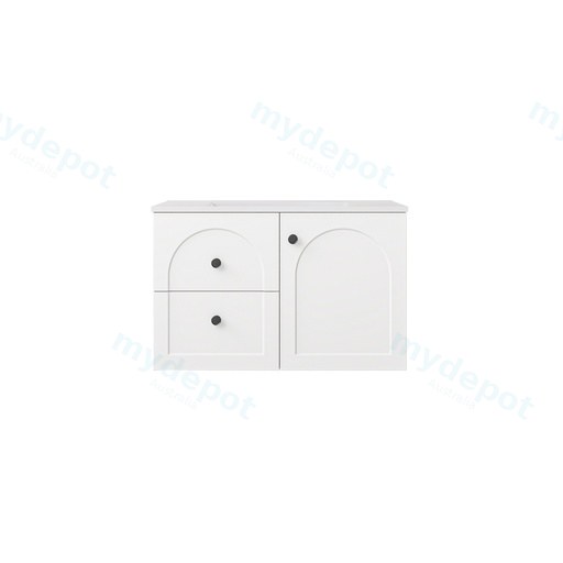 740*455*470mm Matte White Chester Federation Wall Hung PVC Cabinet,Left Hand Drawers