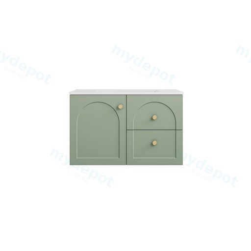 740*455*470mm Olive Green Chester Federation Wall Hung PVC Cabinet,Right Hand Drawers