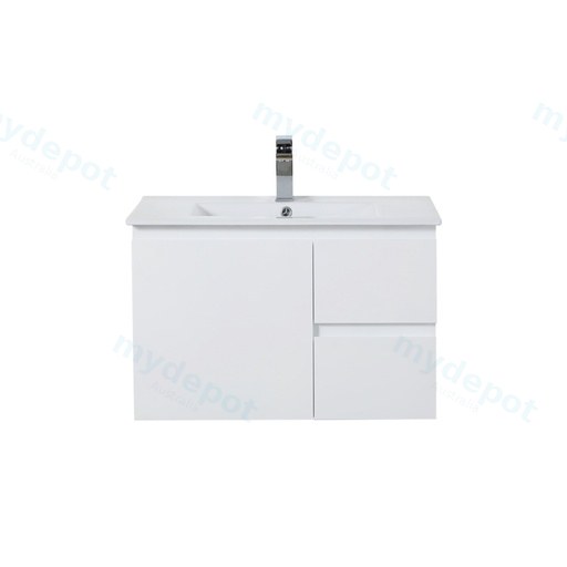 740*455*480mm Gloss White Alpha Wall Hung PVC Vanity,Right Hand Drawers