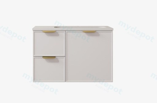 740*455*560mm Matte White Madura Federation Wall Hung PVC Cabinet,Left Hand Drawers