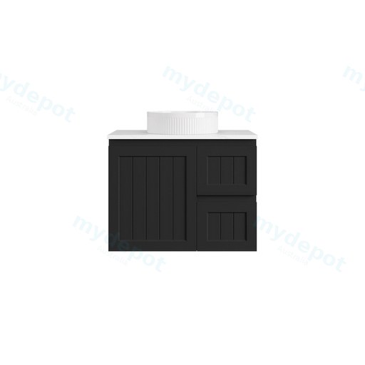 740*455*560mm Matte Black Archill Federation Wall Hung Ensuite PVC Cabinet Right Hand Drawer