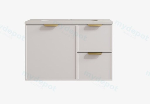740*455*560mm Matte White Madura Federation Wall Hung PVC Cabinet,Right Hand Drawers