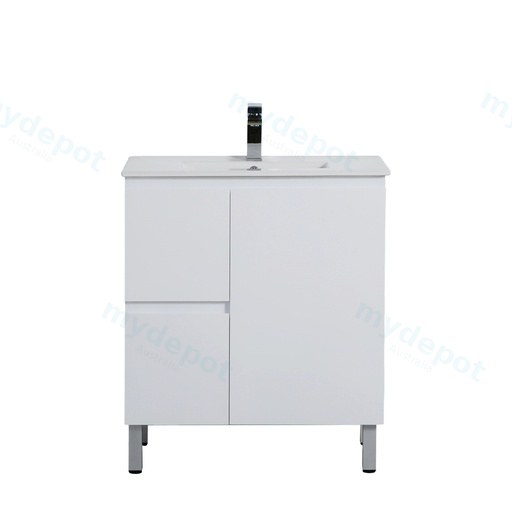 740*455*860mm Gloss White Alpha Free Standing PVC Vanity,Left Hand Drawers