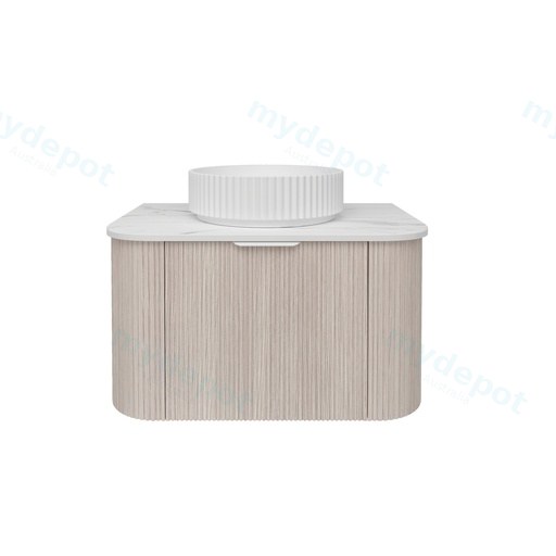 740*493*400mm Costal Oak Agena Fluted Wood Grain Wall Hung Vanities Soft Closing Drawer Pull Out With Handle