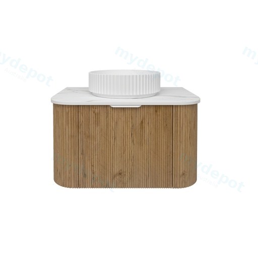 740*493*400mm Prime Oak Agena Fluted Wood Grain Wall Hung Vanities Soft Closing Drawer Pull Out With Handle