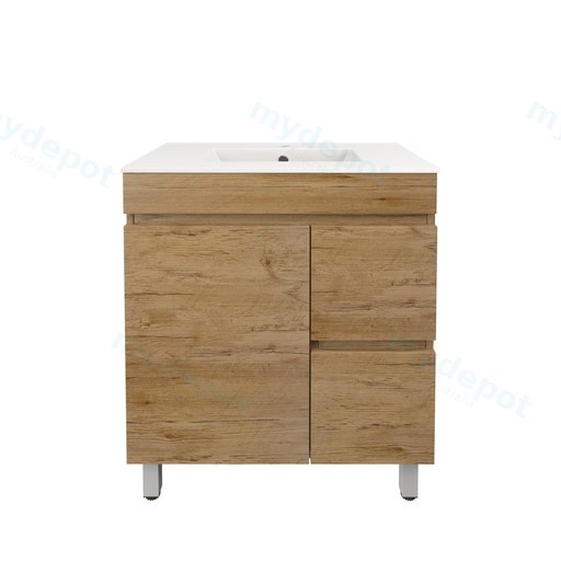 740X355X710mm Camden Modern Free Standing Cabinet Prime Oak,Soft Closing Finger Pull Door,Right Hand Drawers