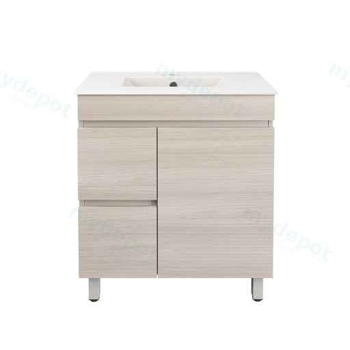 740X355X710mm Camden Modern Free Standing Cabinet Coastal Oak,Soft Closing Finger Pull Door,Left Hand Drawers