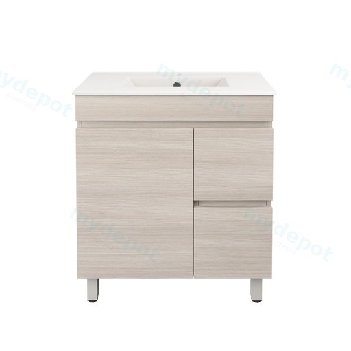 740X355X710mm Camden Modern Free Standing Cabinet Coastal Oak,Soft Closing Finger Pull Door,Right Hand Drawers