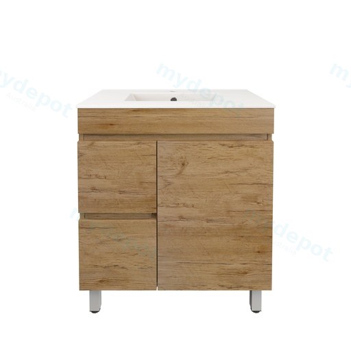 740X355X710mm Camden Modern Free Standing Cabinet Prime Oak,Soft Closing Finger Pull Door,Left Hand Drawers
