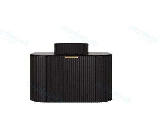 740X455X400mm Matte Black Agena Modern Fluted Wall Hung Vanity PVC Cabinet