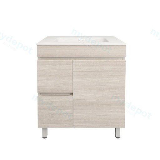 740X455X710mm Camden Modern Free Standing Cabinet Coastal Oak,Soft Closing Finger Pull Door,Left Hand Drawers