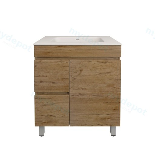 740X455X710mm Camden Modern Free Standing Cabinet Prime Oak,Soft Closing Finger Pull Door,Left Hand Drawers