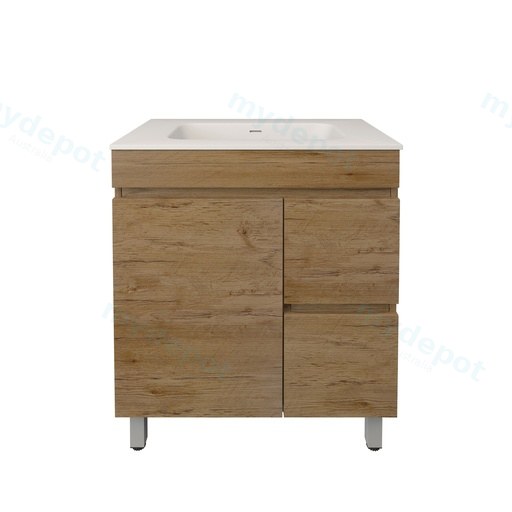 740X455X710mm Camden Modern Free Standing Cabinet Prime Oak,Soft Closing Finger Pull Door,Right Hand Drawers