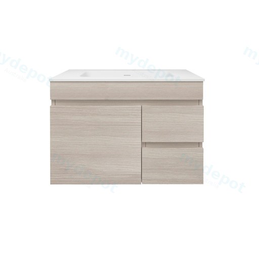 740X455X500mm Camden Mordern Wall Hung Cabinet Coastal Oak,Soft Closing Finger Pull Door,Right Hand Drawers