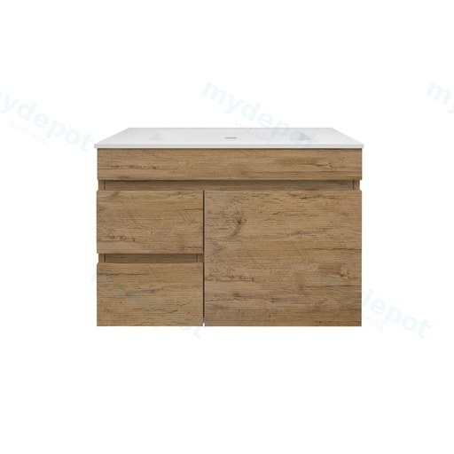 740X455X500mm Camden Mordern Wall Hung Cabinet Prime Oak,Soft Closing Finger Pull Door,Left Hand Drawers