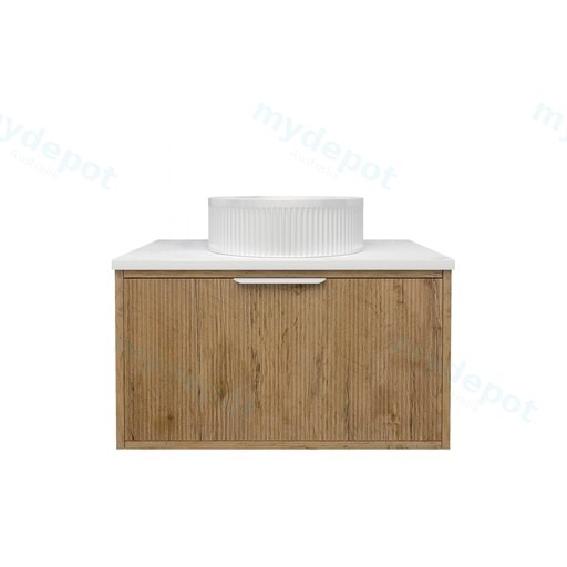 740x455x400mm Kliff Fluted Wood Grain Vanity Prime Oak Soft Closing Drawer Pull Out With Handle