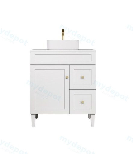 740X455X860mm Matte White Harold Federation Free Standing PVC Cabinet,Right Hand Drawers