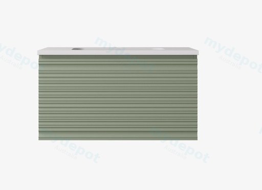 740x455x400mm Olive Green Sedona Modern Fluted Wall Hung PVC Cabinet,Left Hand Drawers
