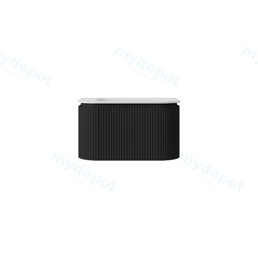 740x495x400mm Matte Black Estella Modern Wall Hung Vanity PVC Cabinet Two Middle Drawer Plus Two Side Drawers Soft Closing Drawers