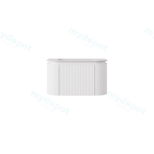 740x495x400mm Matte White Estella Modern Wall Hung Vanity PVC Cabinet Two Middle Drawer Plus Two Side Drawers Soft Closing Drawers