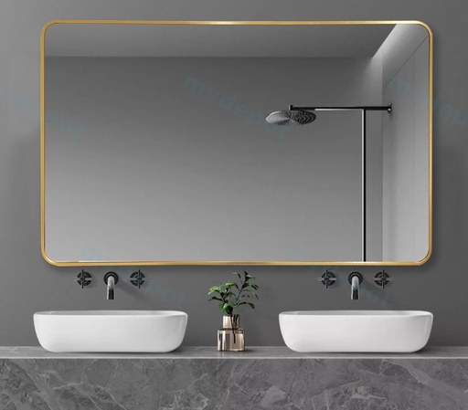 750*1200*30mm Brushed Golden Aluminum Framed Rectangular Mirror