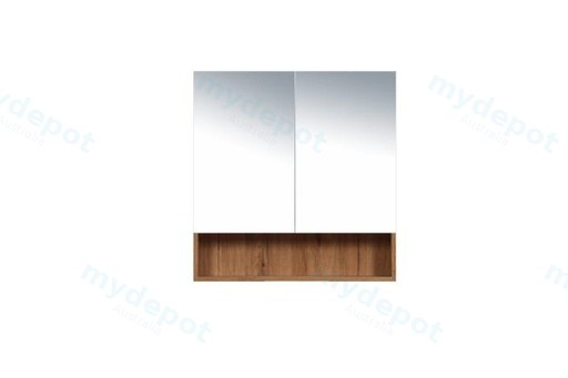 750*150*780mm Canyon Oak Wall Hung Woodgrain Mirror Cabinet Two Doors