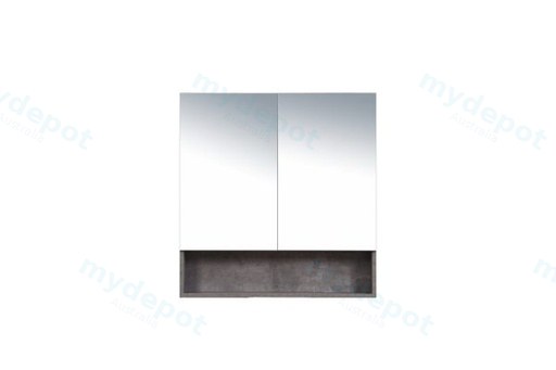 750*150*780mm Rock Cemento Wall Hung Woodgrain Mirror Cabinet Two Doors
