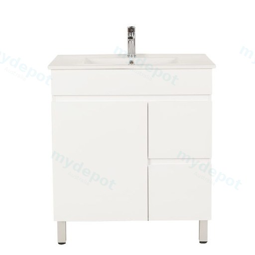 750*350*710mm Freestangding Gloss White Slim PVC Vanity Cabinet Only Right Drawer
