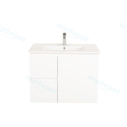 750*450*560mm Wall Hung Gloss White Vanity Left Drawer With Ceramic Top