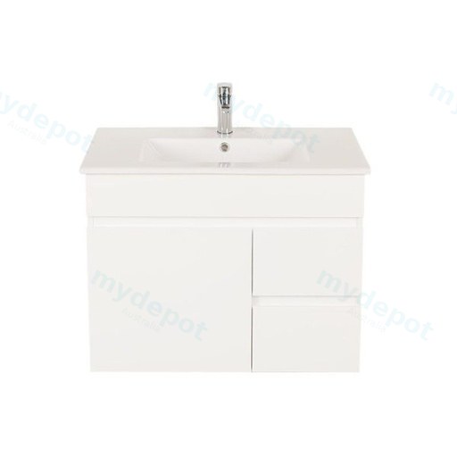 750*450*560mm Wall Hung Gloss White PVC Vanity Cabinet Only Right Drawer