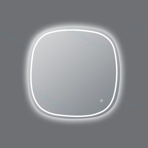 750*750mm Rounded Edge Acrylic Back & Front LED Mirror 3 Color Lighting Touch Sensor Switch Wall Mounted White Frame