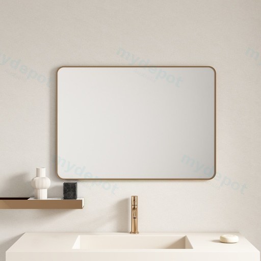 750*900*30mm Brushed Golden Aluminum Framed Rectangular Mirror