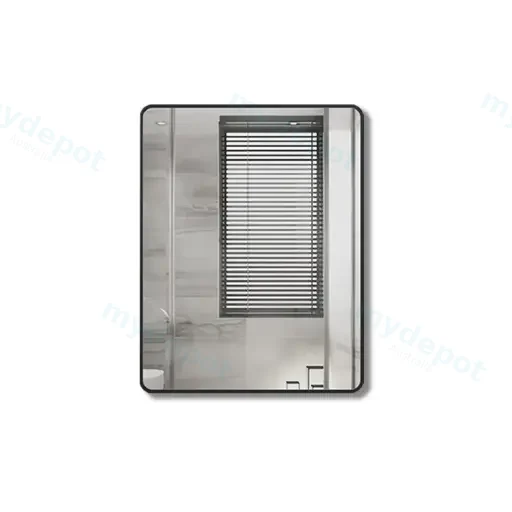 750X900mm Pencil Edge Rectangle Plain Mirror Matte Black Framed