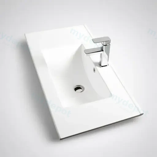 750x395x175mm Slim Gloss White Thin Edge Ceramic Basin Top Bathroom Vanity Sink