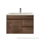 750mm Dark Oak MDF Wall Hung Bathroom Vanity Cabinet Only Right Drawer PVC Vacuum Filmed