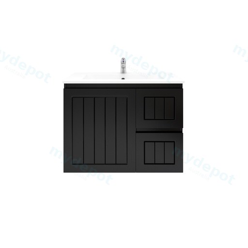 750mm Amber Matte Black MDF 2 Right Drawers 1Left Door Wall Hung Bathroom Vanity Cabinet Only