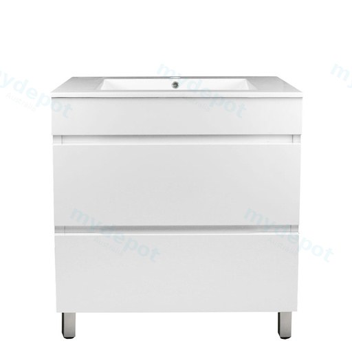 750mm Matte White MDF 2 Drawers Freestanding Bathroom Vanity Cabinet Only